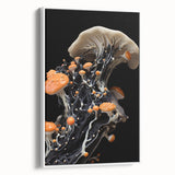 Extra large vintage poster art on framed canvas, featuring colorful natural elements against a black background.