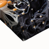 Black and white landscape art painting on stretched canvas, depicting natural close-up elements.