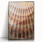 Mid-century modernist floral art in muted pastel tones on a framed acrylic, ideal for nursery wall art.