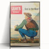 Vintage Levi’s Poster | First in the West Western Art Print