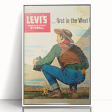 Vintage Levi’s Poster | First in the West Western Art Print