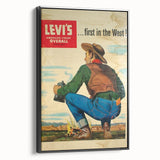 Vintage Levi’s Poster | First in the West Western Art Print