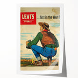 Vintage Levi’s Poster | First in the West Western Art Print