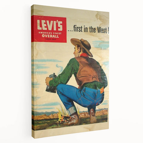 Vintage Levi’s Poster | First in the West Western Art Print