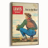 Vintage Levi’s Poster | First in the West Western Art Print