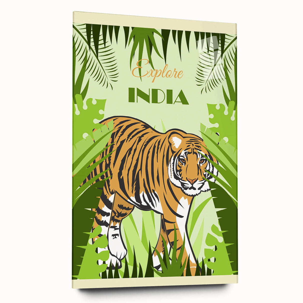 Explore India Retro Tiger Travel Poster | Vintage Jungle Art Print