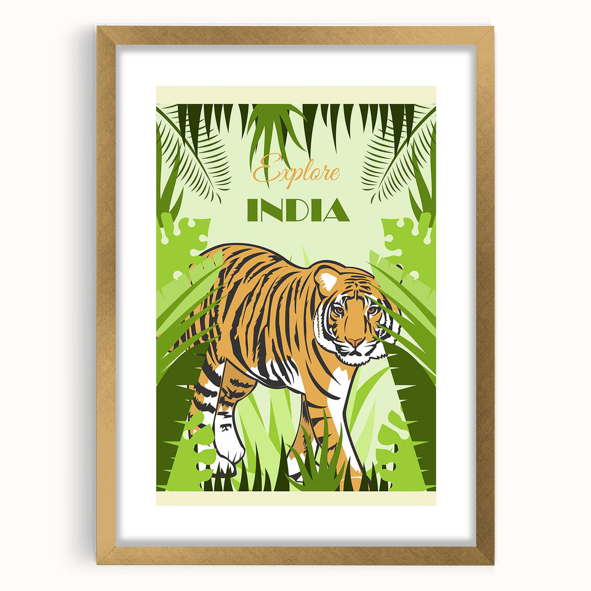 Explore India Retro Tiger Travel Poster | Vintage Jungle Art Print
