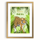 Explore India Retro Tiger Travel Poster | Vintage Jungle Art Print