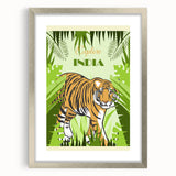 Explore India Retro Tiger Travel Poster | Vintage Jungle Art Print