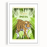 Explore India Retro Tiger Travel Poster | Vintage Jungle Art Print