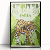 Explore India Retro Tiger Travel Poster | Vintage Jungle Art Print