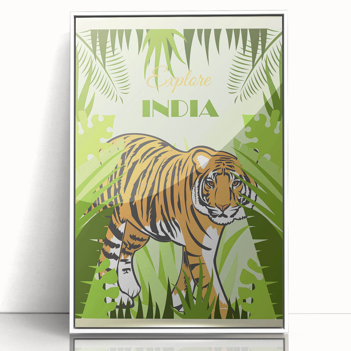 Explore India Retro Tiger Travel Poster | Vintage Jungle Art Print