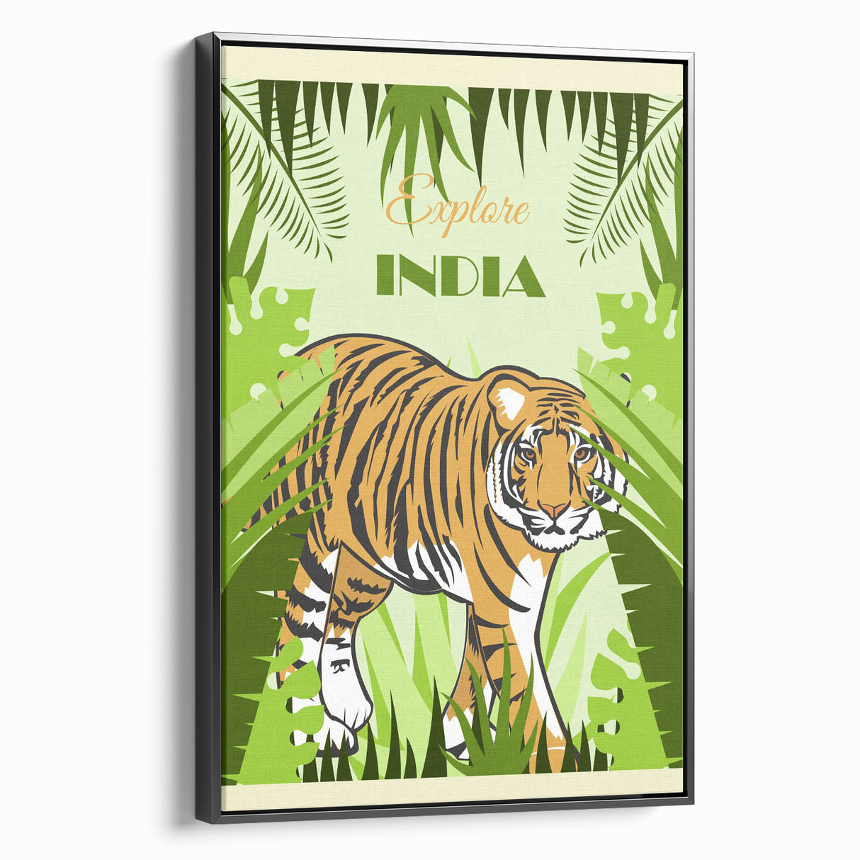 Explore India Retro Tiger Travel Poster | Vintage Jungle Art Print
