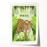 Explore India Retro Tiger Travel Poster | Vintage Jungle Art Print
