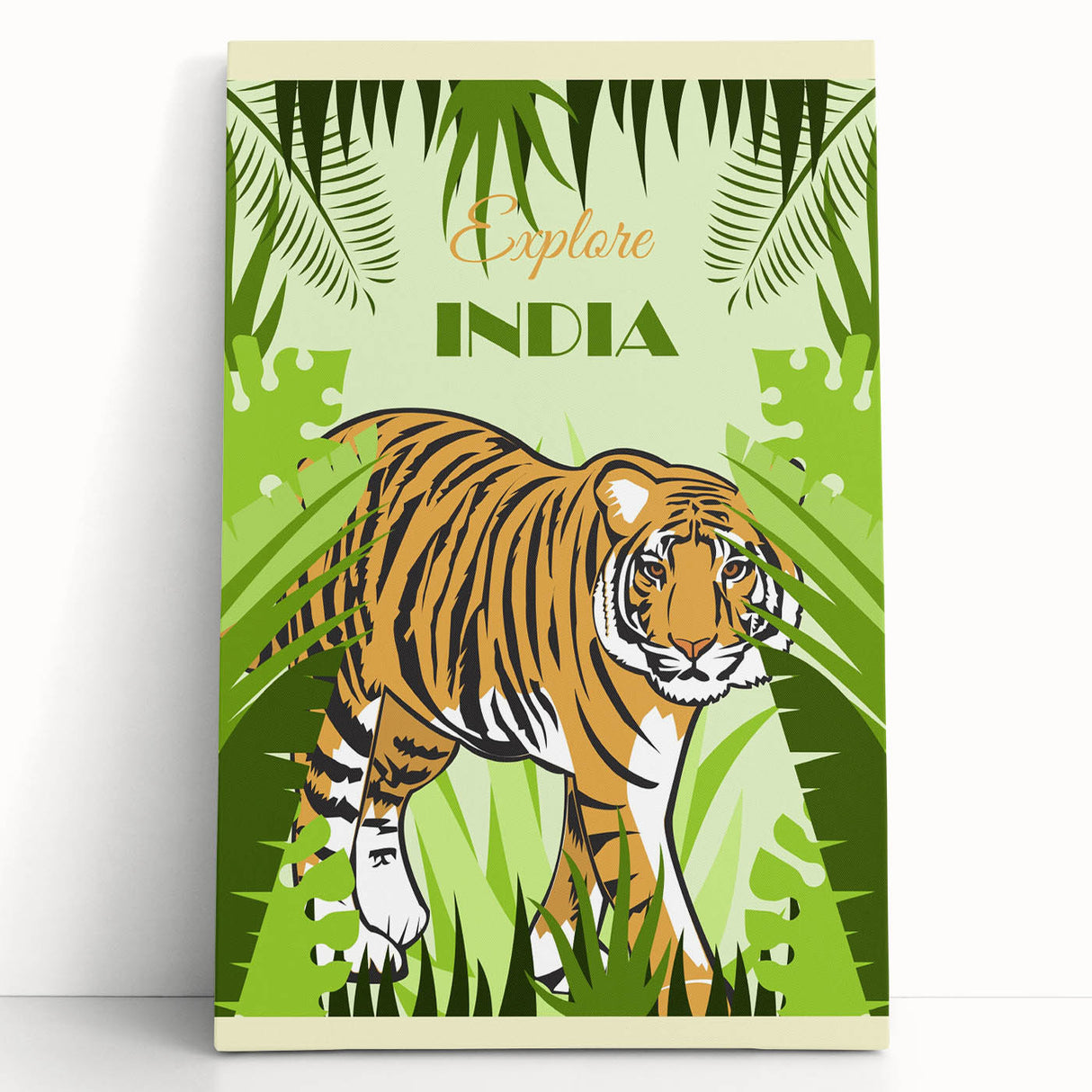 Explore India Retro Tiger Travel Poster | Vintage Jungle Art Print