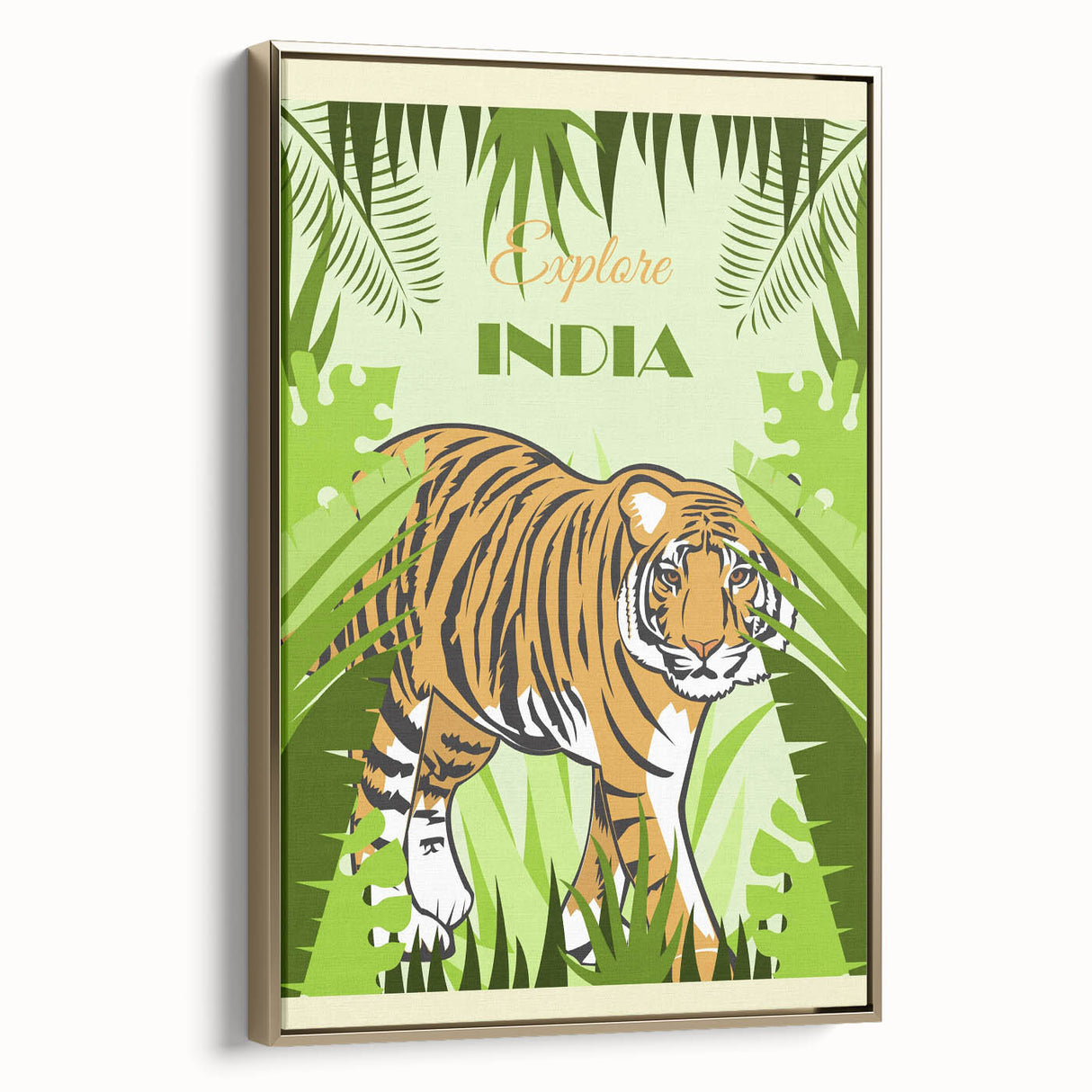 Explore India Retro Tiger Travel Poster | Vintage Jungle Art Print