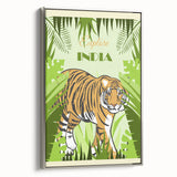 Explore India Retro Tiger Travel Poster | Vintage Jungle Art Print