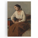 Poignant Realism Portrait | Melancholy Italian Woman by Camille Corot