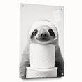 Adorable Sloth Bathroom Wall Art - Fun Black and White Bathroom Decor