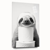 Adorable Sloth Bathroom Wall Art - Fun Black and White Bathroom Decor