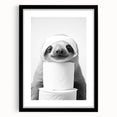 Adorable Sloth Bathroom Wall Art - Fun Black and White Bathroom Decor