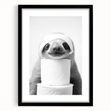 Adorable Sloth Bathroom Wall Art - Fun Black and White Bathroom Decor