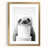 Adorable Sloth Bathroom Wall Art - Fun Black and White Bathroom Decor