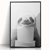 Adorable Sloth Bathroom Wall Art - Fun Black and White Bathroom Decor