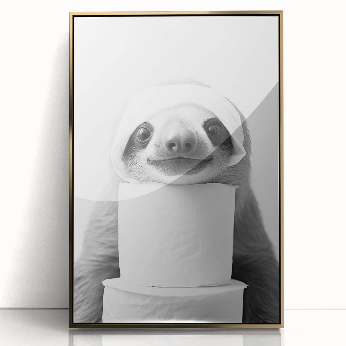 Adorable Sloth Bathroom Wall Art - Fun Black and White Bathroom Decor