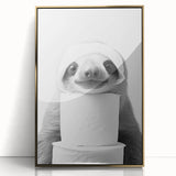 Adorable Sloth Bathroom Wall Art - Fun Black and White Bathroom Decor