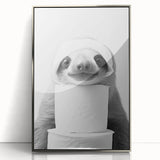 Adorable Sloth Bathroom Wall Art - Fun Black and White Bathroom Decor
