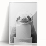 Adorable Sloth Bathroom Wall Art - Fun Black and White Bathroom Decor