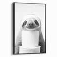 Adorable Sloth Bathroom Wall Art - Fun Black and White Bathroom Decor