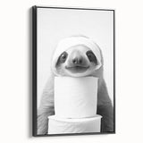 Adorable Sloth Bathroom Wall Art - Fun Black and White Bathroom Decor