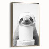Adorable Sloth Bathroom Wall Art - Fun Black and White Bathroom Decor