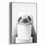 Adorable Sloth Bathroom Wall Art - Fun Black and White Bathroom Decor