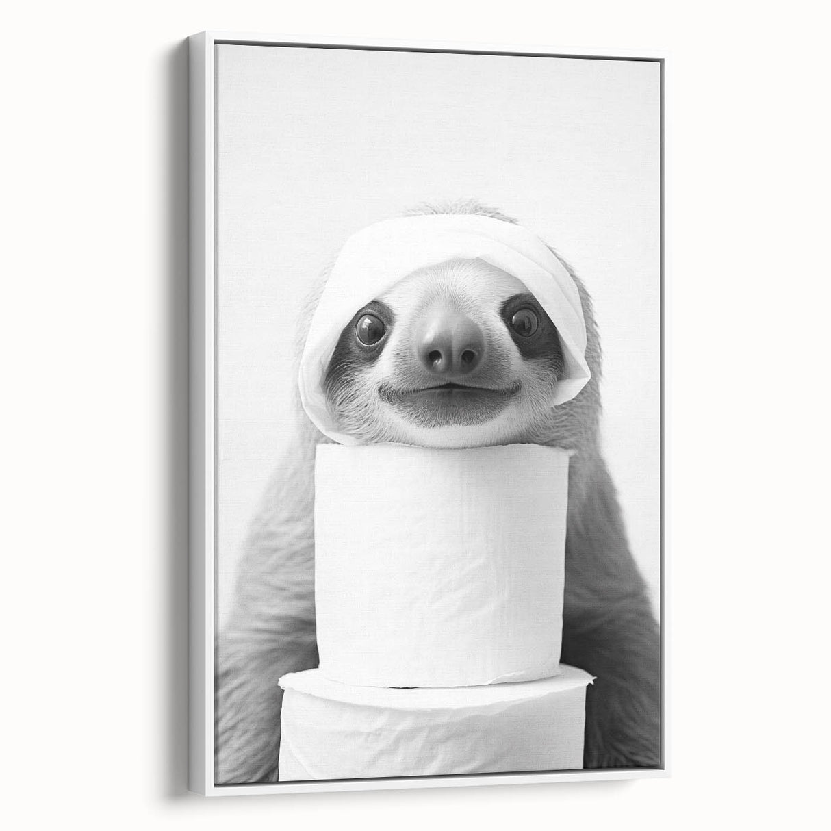 Adorable Sloth Bathroom Wall Art - Fun Black and White Bathroom Decor