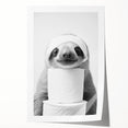 Adorable Sloth Bathroom Wall Art - Fun Black and White Bathroom Decor