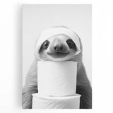 Adorable Sloth Bathroom Wall Art - Fun Black and White Bathroom Decor