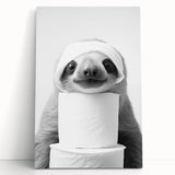 Adorable Sloth Bathroom Wall Art - Fun Black and White Bathroom Decor