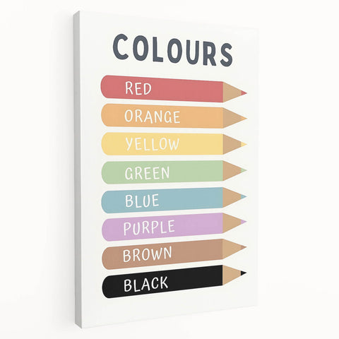 Kids Educational Wall Art - Color Learning Chart for Kids' Rooms