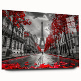 Acrylic glass print of a large abstract depiction of Paris in muted blue and gray tones.