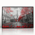 Large abstract wall art depicting a stylized Paris scene in muted gray tones on a framed acrylic.