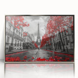 Large art print of Paris scenery in muted gray tones on framed acrylic, ideal for modern art wall decor.