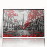 Mid-century modernist art of Paris scenery in muted gray tones, acrylic framed, ideal for modern art wall decor.