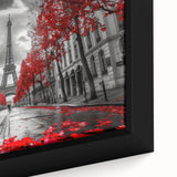 Textured black wall art featuring a colorful Paris scenery on an extra large framed canvas, ideal for living room decor.