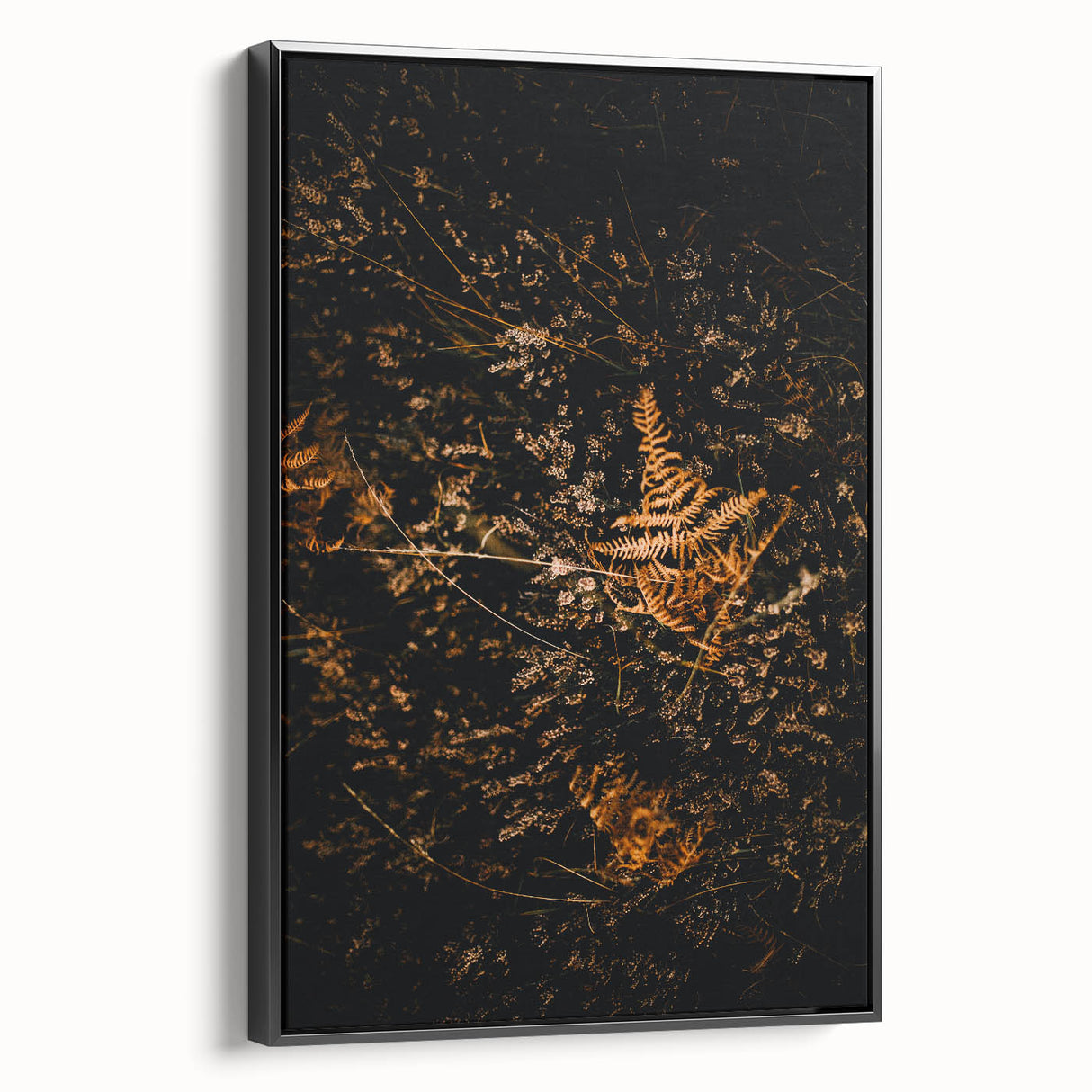 Black and white landscape art painting on framed canvas, depicting a serene fall scene, ideal for bedroom wall decor.