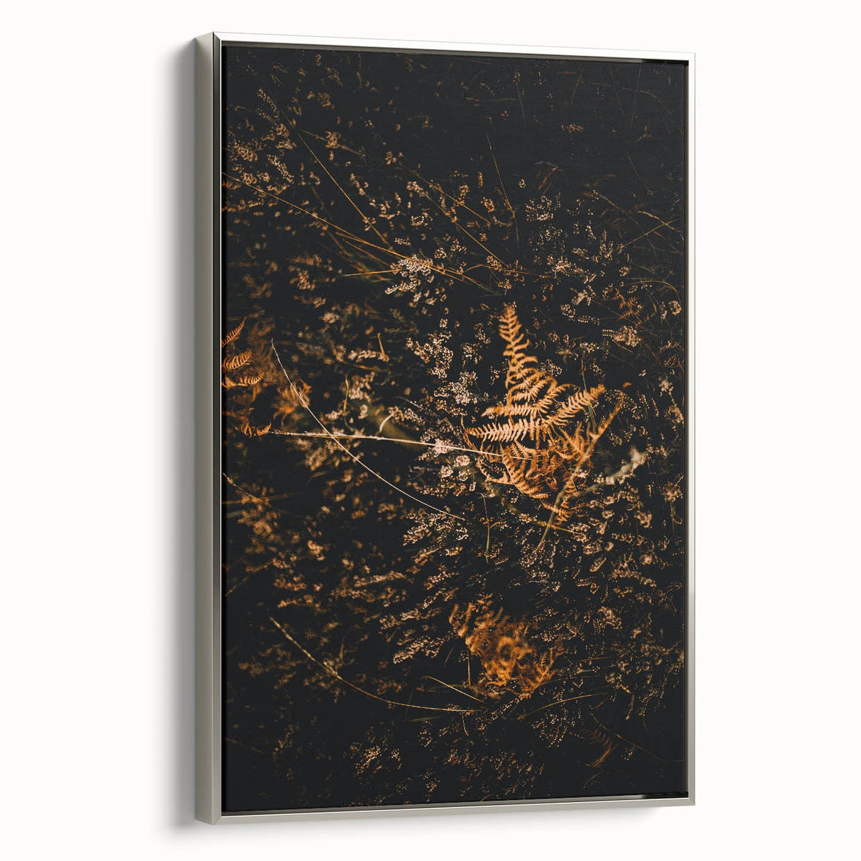 Framed canvas featuring a vintage landscape painting of autumn trees in vibrant earth tones, ideal for living room decor.