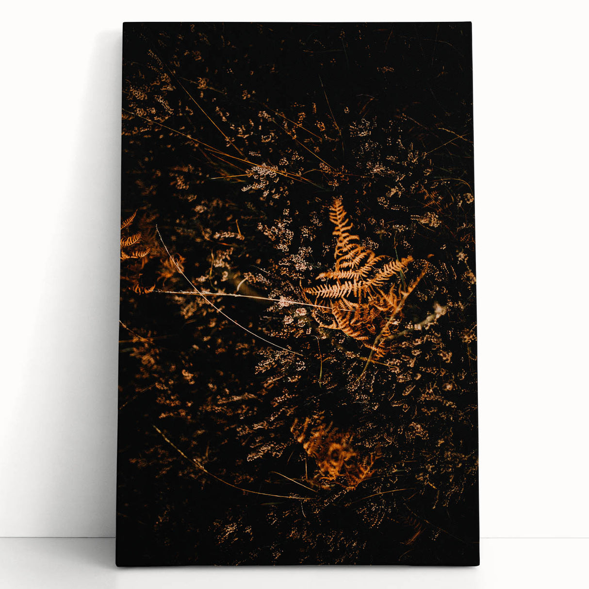 Black and white stretched canvas depicting a serene autumn landscape, ideal for kitchen wall art or bedroom ambiance.