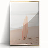 Mid-century modernist large art print on acrylic, featuring a geometric pattern in gold and white tones.